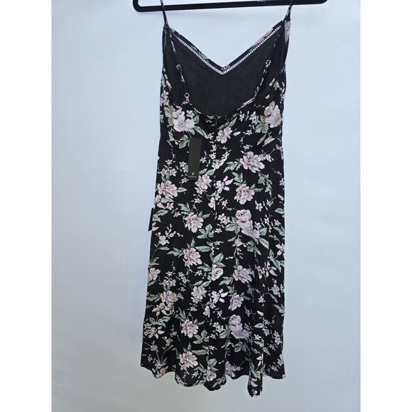 Lulus Womens Esperanza Black Floral Midi Dress SMALL NWT - Picture 7 of 10
